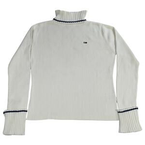 VTG Tommy Jeans Sweater Womens XL White Ribbed Turtleneck Made In Japan